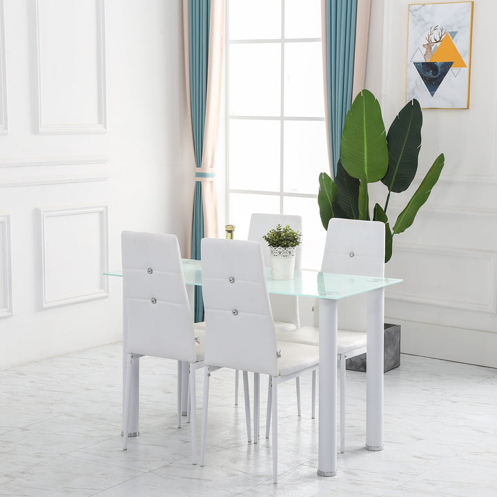 Set of 4 Modern Contemporary Button Tufted Accent Dining Chairs Dining Room Kitchen - White