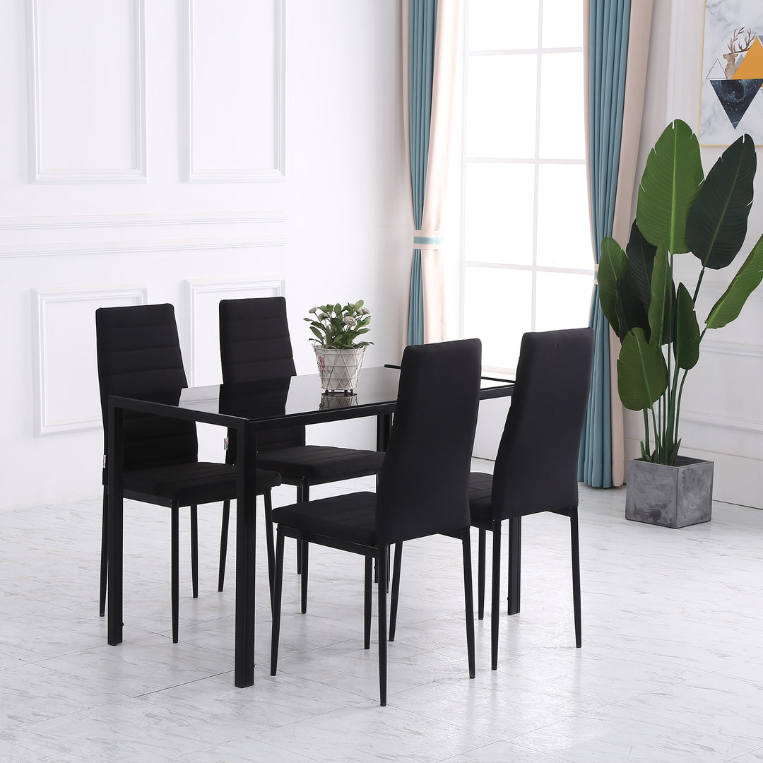 Set of 4 Modern Contemporary Channel Tufted Accent Dining Chairs Dining Room Kitchen - Black