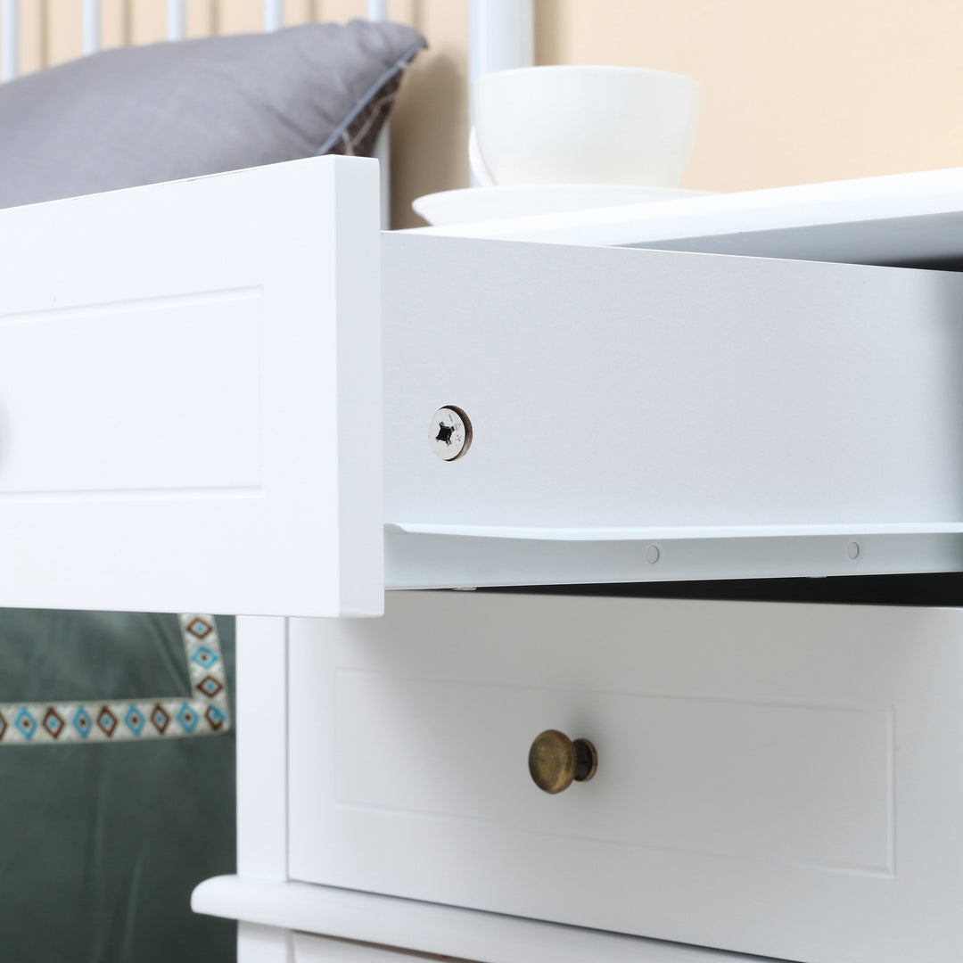 Modern Accent End Side Table Nightstand w/ 2 Drawers and Shelf Living Room Bedroom - White
