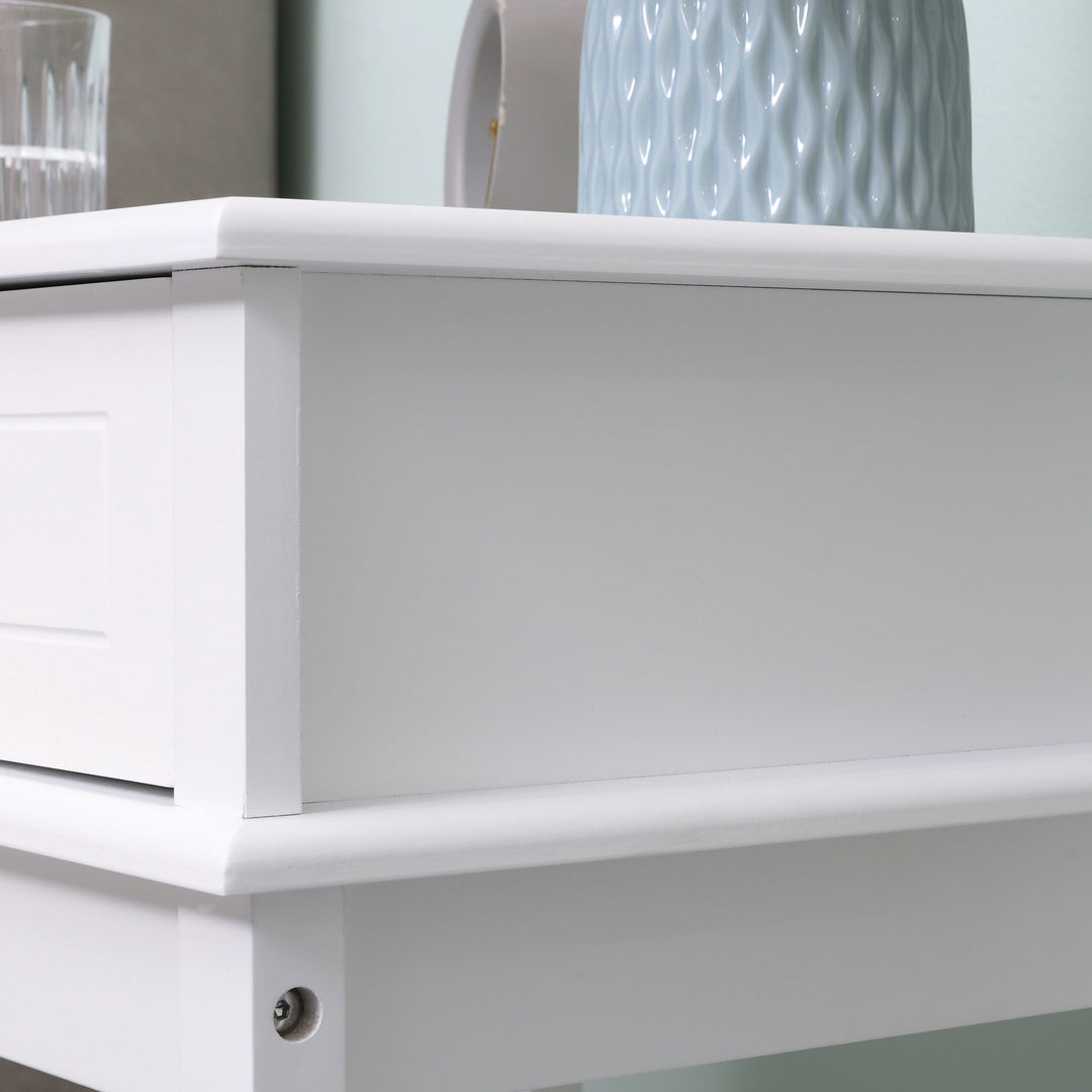 Modern Accent End Side Table Nightstand w/ Drawer and Shelf Living Room Bedroom - White
