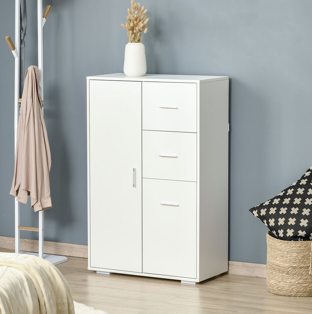 Classic Storage Cabinet Sideboard Organizer Chest w/ Drawers, Door for Living Bedroom - White