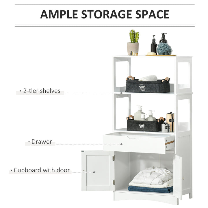 Modern Storage Unit Display Shelf Linen Cupboard w/ Drawer, Doors for Bathroom Kitchen - White