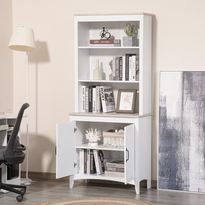 Sleek Modern Sideboard Pantry Storage Cabinet Microwave Buffet Hutch w/ Doors - White