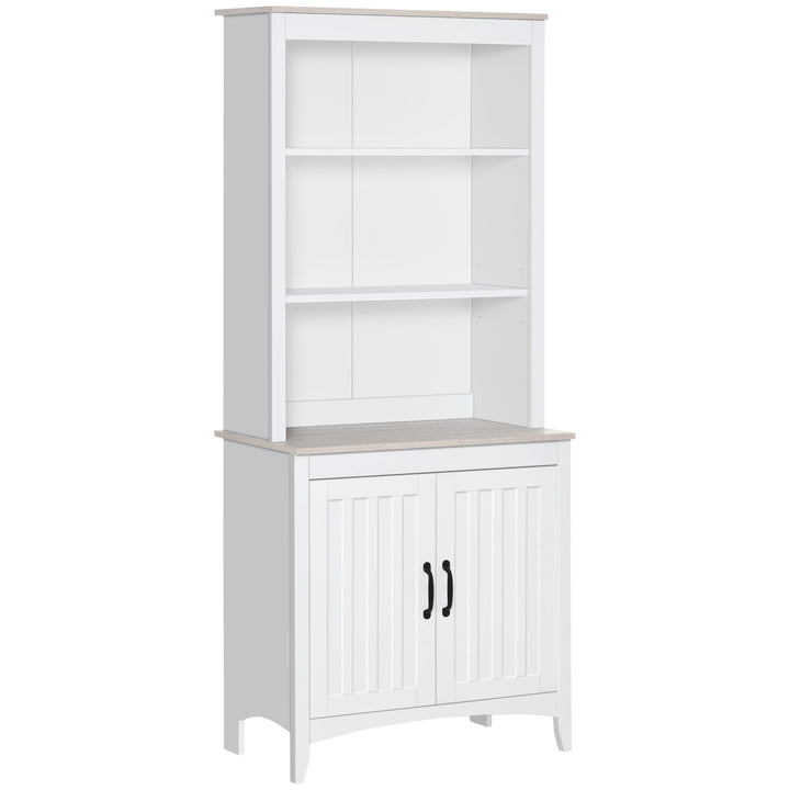 Sleek Modern Sideboard Pantry Storage Cabinet Microwave Buffet Hutch w/ Doors - White