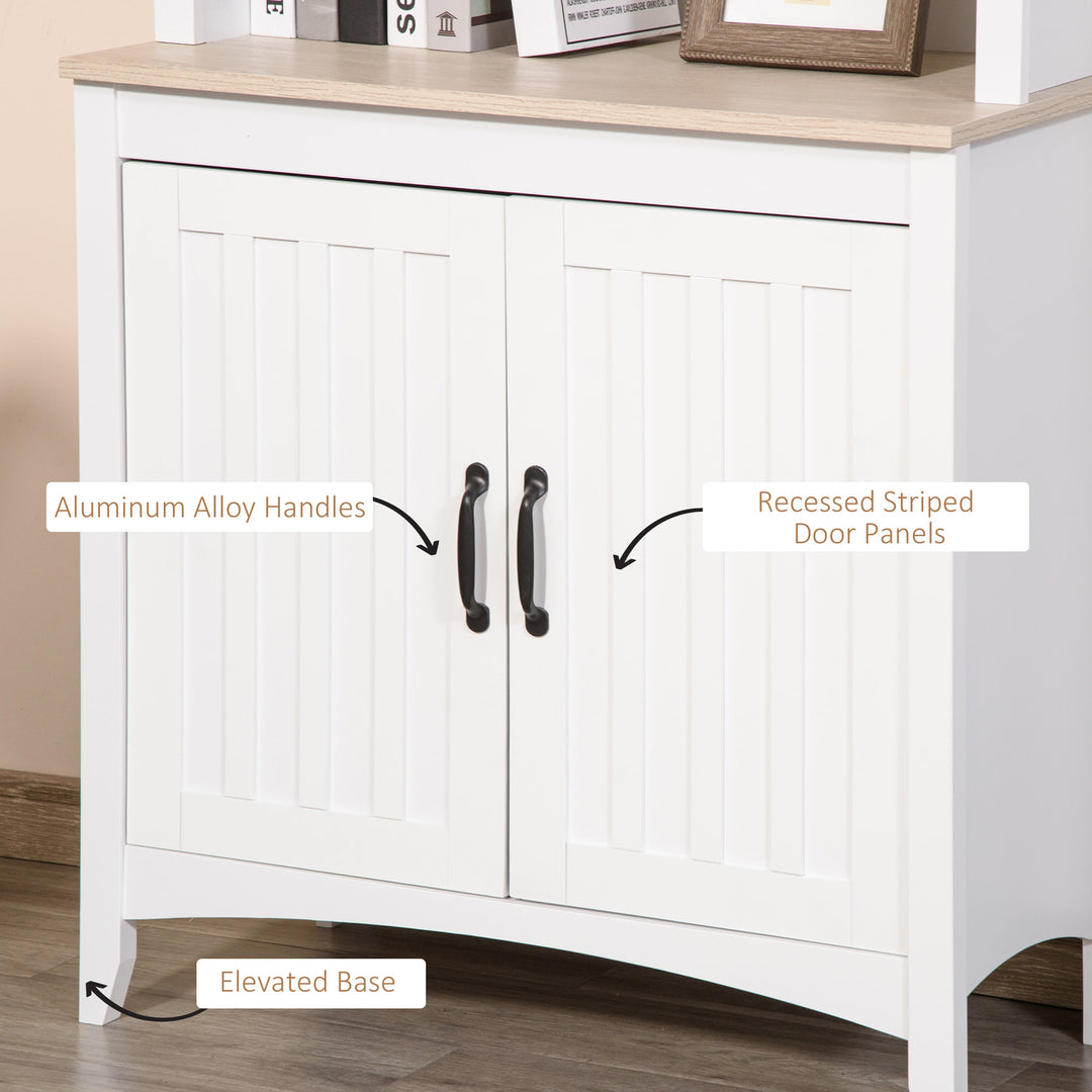 Sleek Modern Sideboard Pantry Storage Cabinet Microwave Buffet Hutch w/ Doors - White