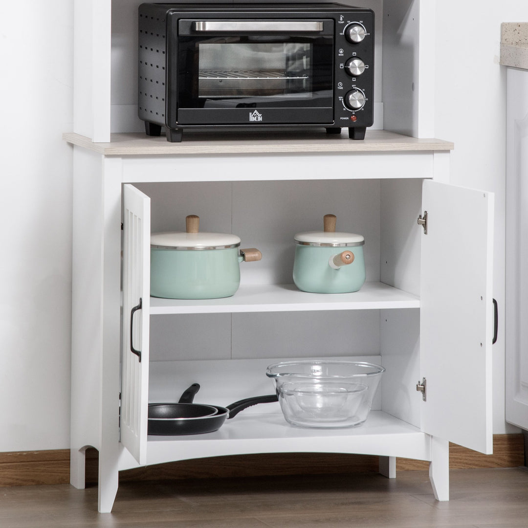 Sleek Modern Sideboard Pantry Storage Cabinet Microwave Buffet Hutch w/ Doors - White