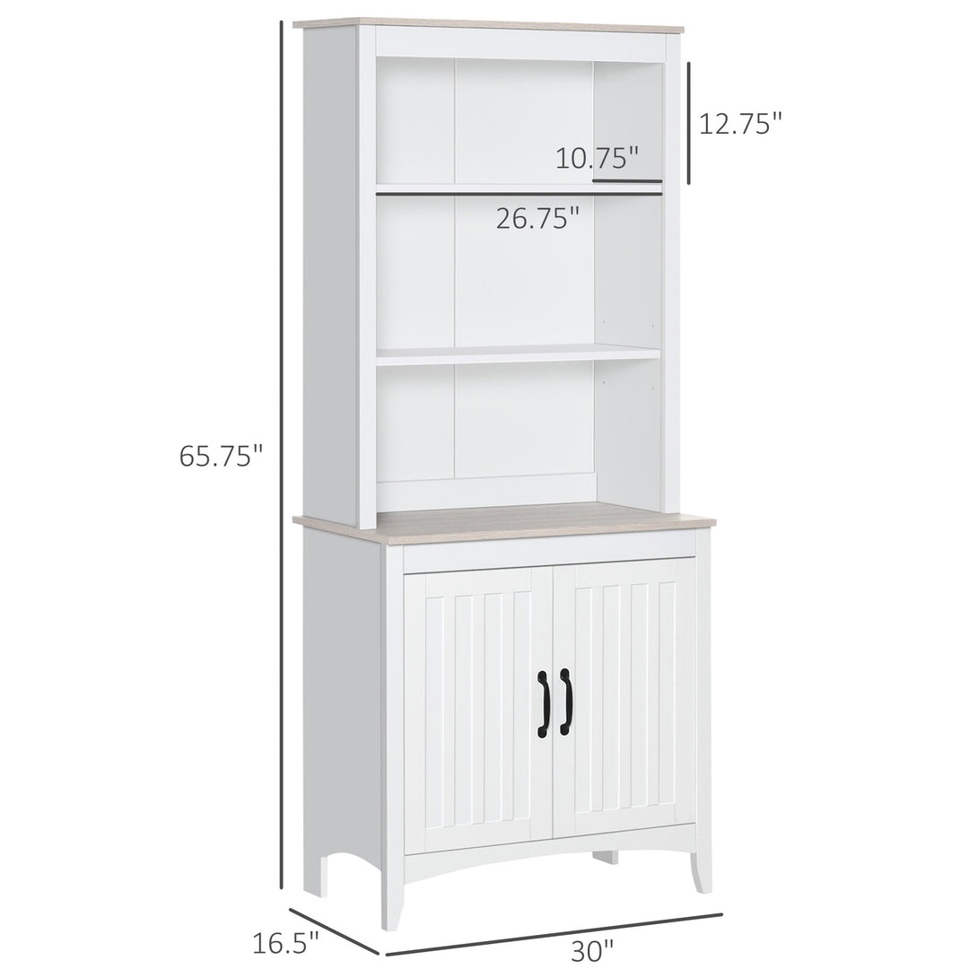 Sleek Modern Sideboard Pantry Storage Cabinet Microwave Buffet Hutch w/ Doors - White