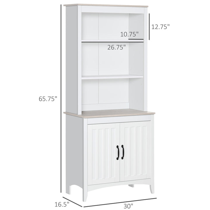 Sleek Modern Sideboard Pantry Storage Cabinet Microwave Buffet Hutch w/ Doors - White