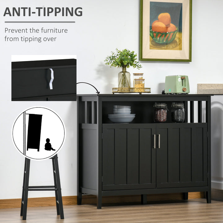 Modern Sideboard Cabinet Storage Console w/ Adjustable Shelves for Kitchen Living Room - Black
