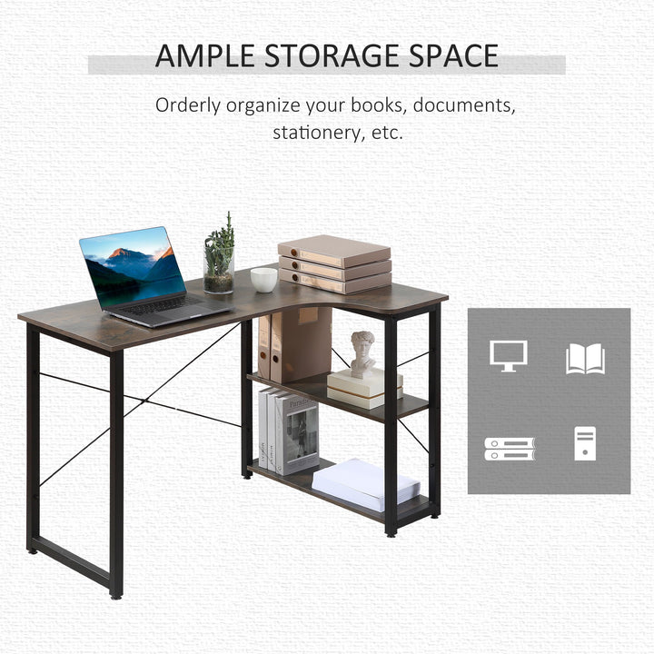 L-Shaped Corner Computer Desk Workstation w/ Shelves for Home Office Workspace Dorm - Grey