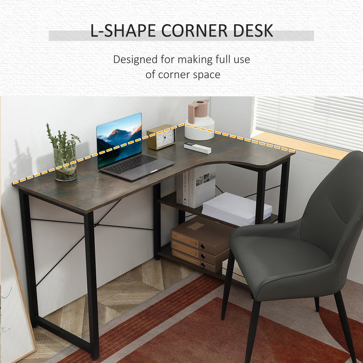 L-Shaped Corner Computer Desk Workstation w/ Shelves for Home Office Workspace Dorm - Grey