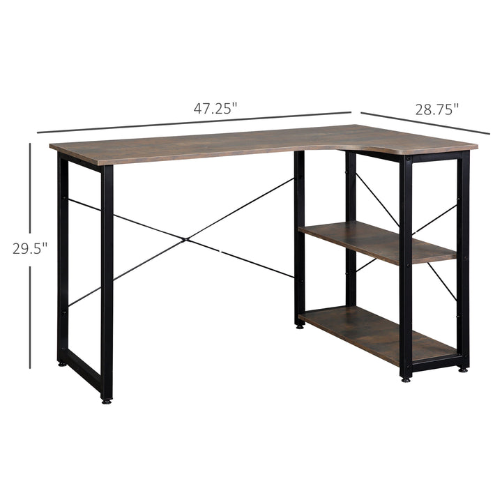 L-Shaped Corner Computer Desk Workstation w/ Shelves for Home Office Workspace Dorm - Grey