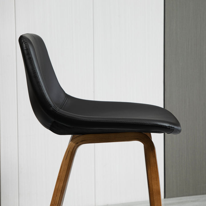 Set of 2 Modern Mid Back Faux Leather Bar Stools for Kitchen Home Bar - Black & Brown