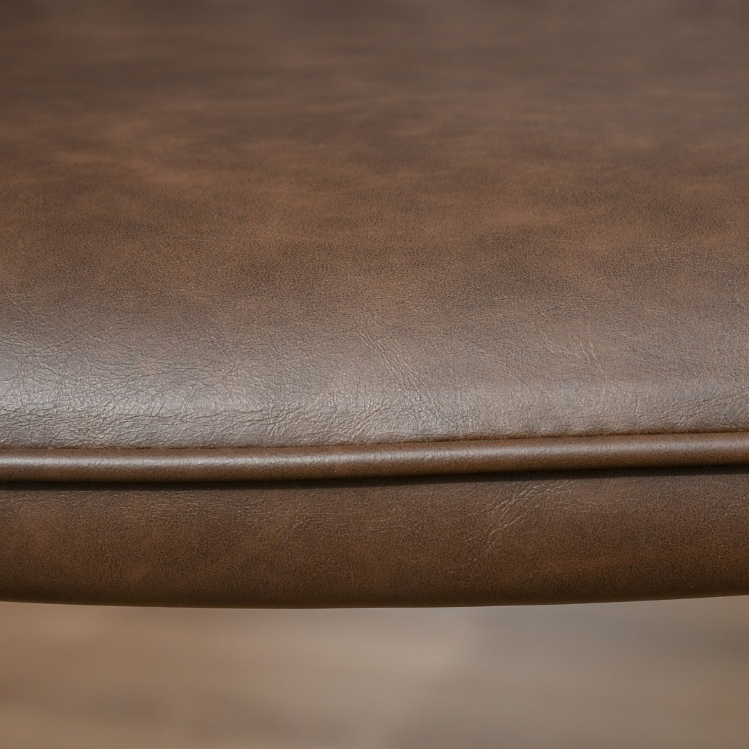 Set of 2 Retro Diamond Stitched Faux Leather Dining Accent Chairs for Kitchen - Brown
