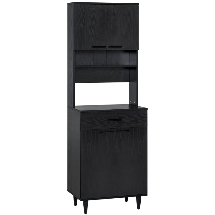 Large Modern Kitchen Buffet Hutch Cupboard w/ Drawer 2 Cabinets & Appliance Stand - Black