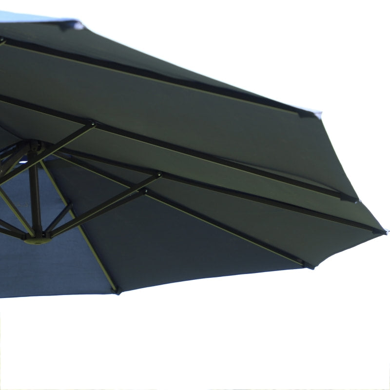 15ft Double Twin Canopy Patio Deck Umbrella Sun Shade Shelter w UV Protection, Crank, Navy Blue