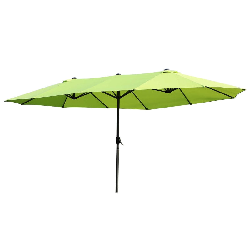 15ft Double Twin Canopy Patio Deck Umbrella Sun Shade Shelter w UV Protection Crank, Lime Green