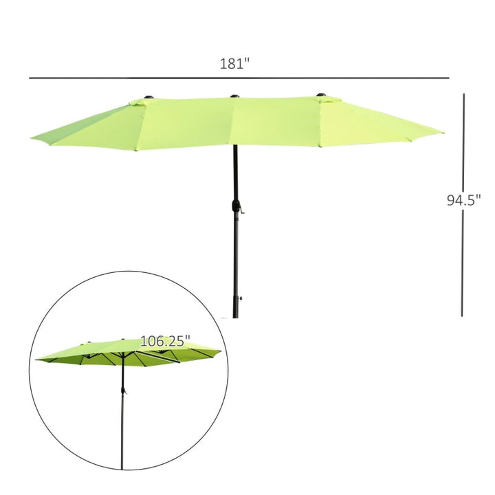 15ft Double Twin Canopy Patio Deck Umbrella Sun Shade Shelter w UV Protection Crank, Lime Green