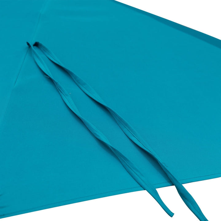 15ft Double Twin Canopy Patio Deck Umbrella Shade Shelter w UV Protection Crank, Turquoise Blue