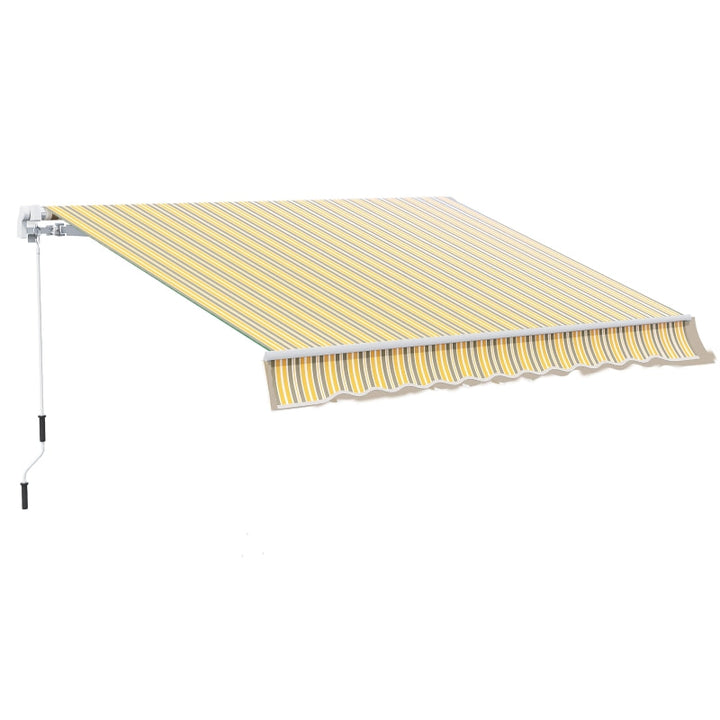 11.8 x 9.8ft Manual Retractable Awning Sun Shade Canopy Aluminum Steel for Patio - Yellow, Grey