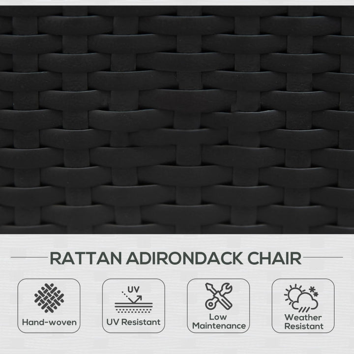 PE Rattan Wicker Muskoka Adirondack Chair Lounger Patio Deck Garden Seat, Brown, Grey Cushion