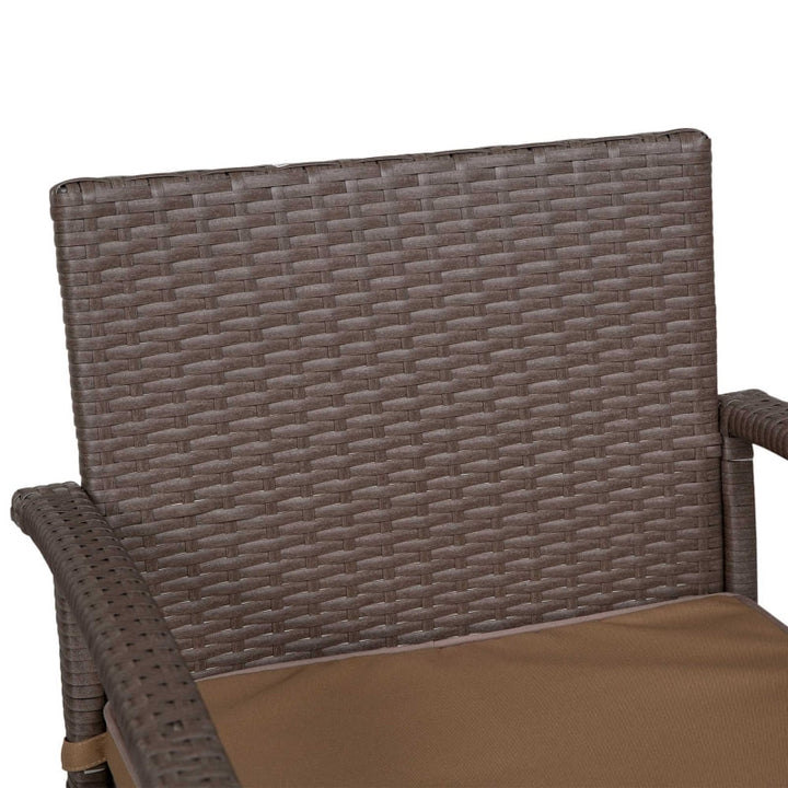 3pc PE Rattan Wicker Bistro Dining Bar Set Table & Chairs w Cushions Outdoor Patio Deck - Brown