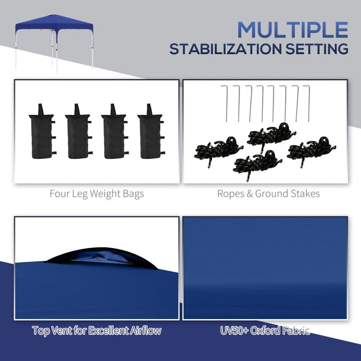 10' x 10' Portable Pop-Up Gazebo Canopy Party Tent Shelter w Carry Bag, Weight Bags, Royal Blue