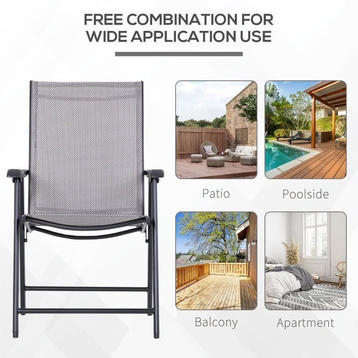 Set of 4 Folding Lounge Dining Mesh Lawn Chair Seats for Outdoor Patio Pool Deck Garden, Grey