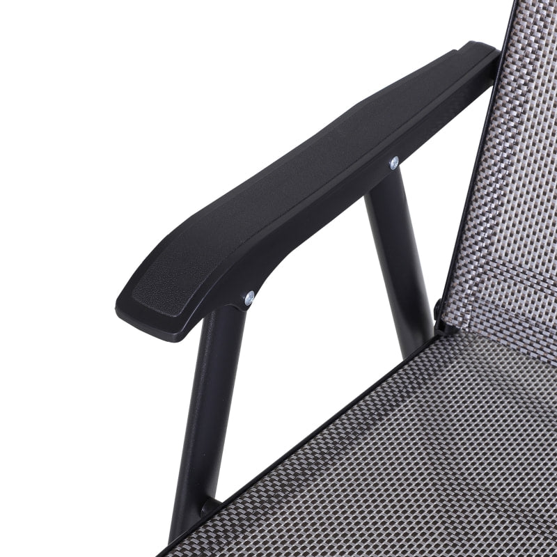 Set of 4 Folding Lounge Dining Mesh Lawn Chair Seats for Outdoor Patio Pool Deck Garden, Grey