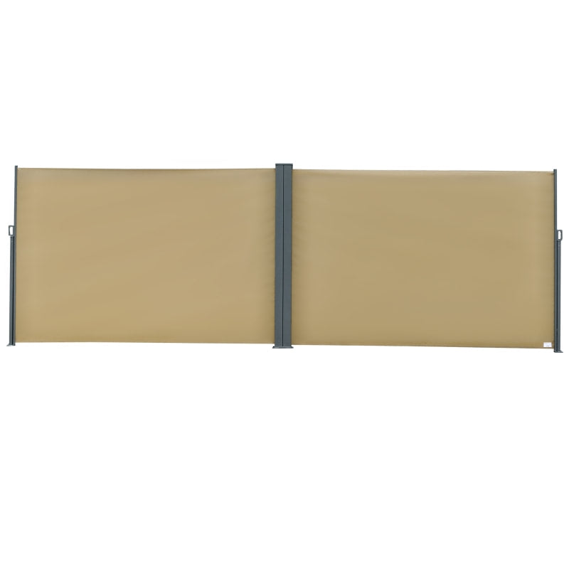 Retractable Double Side Awning Privacy Screen Divider Outdoor Deck Patio Balcony Shade, Beige
