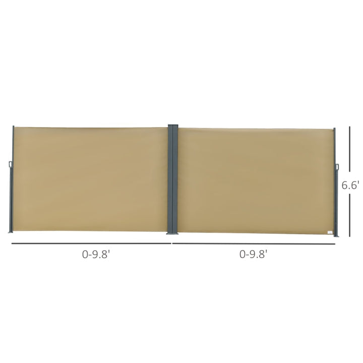 Retractable Double Side Awning Privacy Screen Divider Outdoor Deck Patio Balcony Shade, Beige