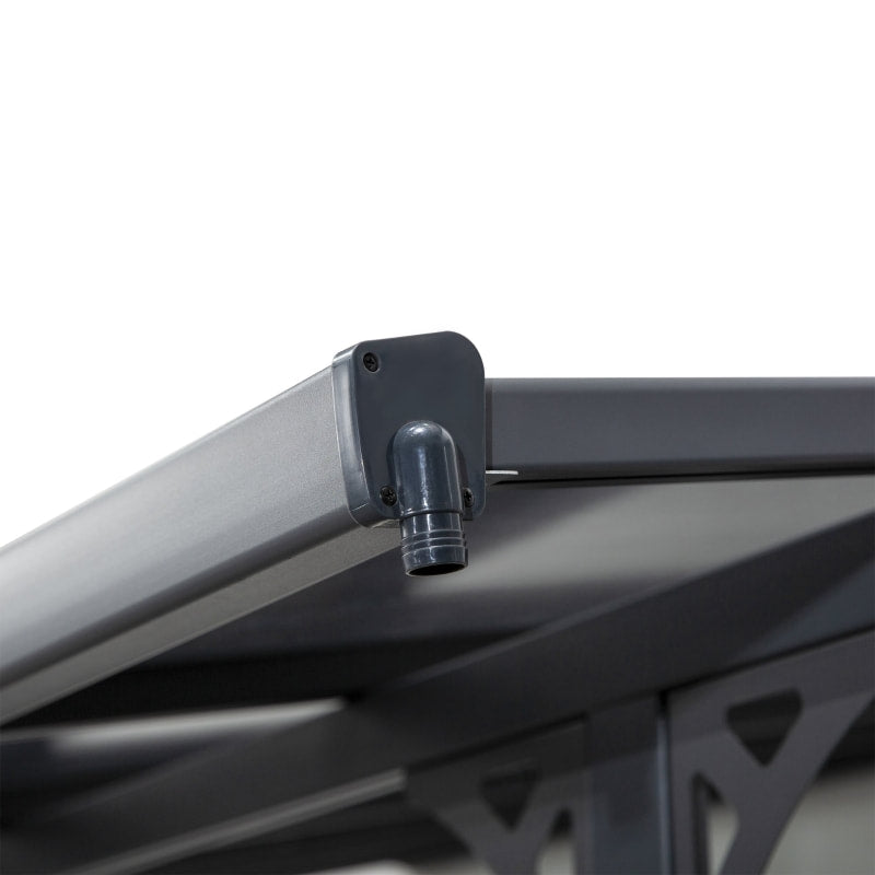 14.25' x 10' Sloped Aluminum PC Hardtop Adjustable Gazebo Pergola Awning Canopy Shelter, Grey