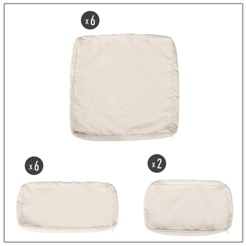 14pc Replacement Patio Cushion Covers for 7pc Sectional Furniture Set Deck Garden - Cream White