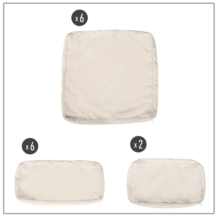 14pc Replacement Patio Cushion Covers for 7pc Sectional Furniture Set Deck Garden - Cream White