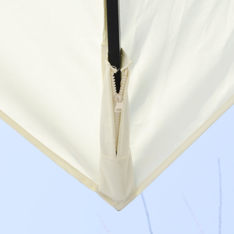 10ft Square Rotating Tilt Offset Cantilever Umbrella Patio Parasol w Cross Base, Cream White