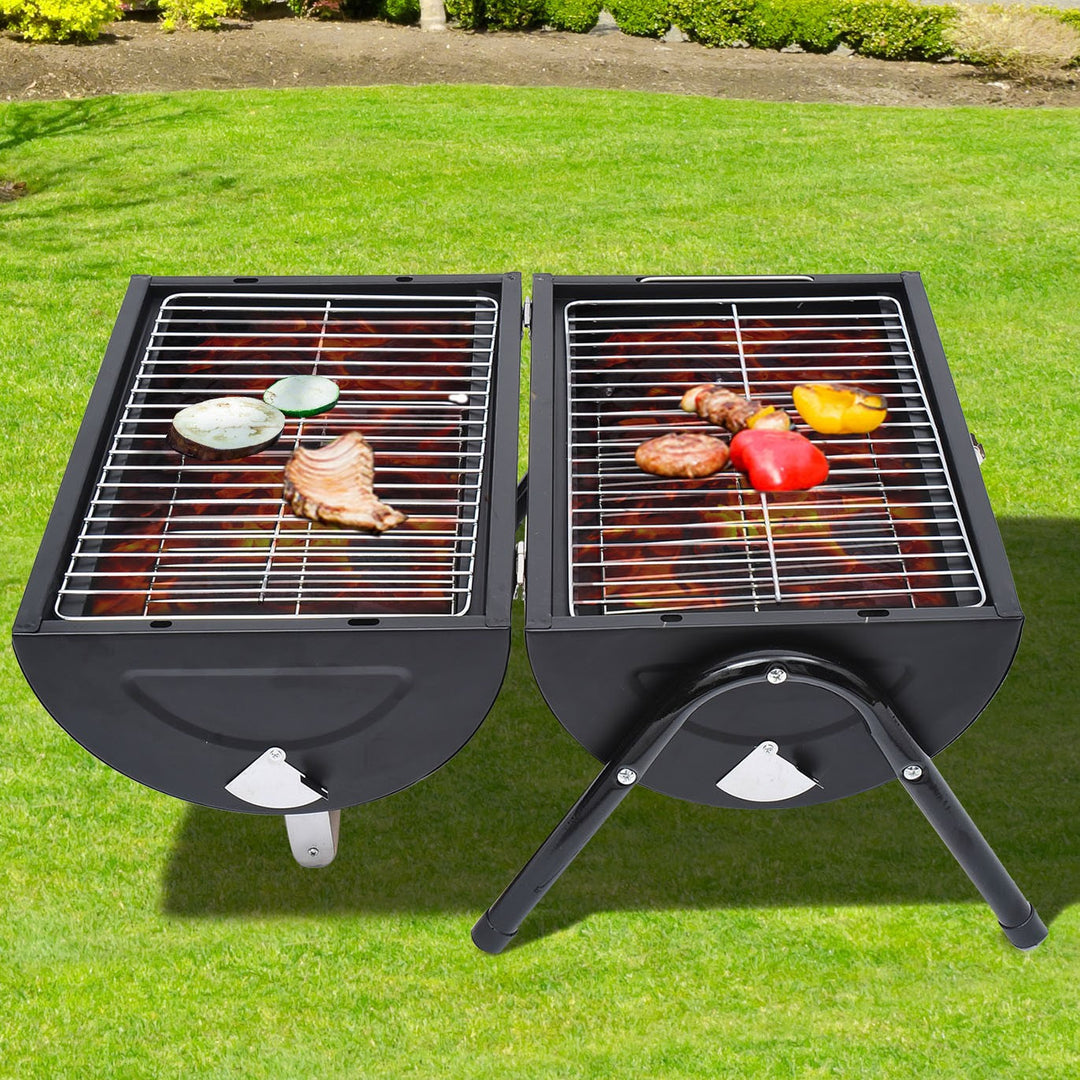 Tabletop Portable Folding Charcoal BBQ Grill for Outdoor Patio Deck Picnic Camping - Black