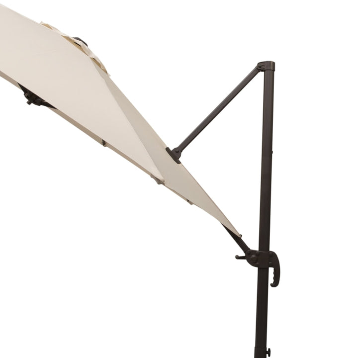 10ft Round Rotating Tilt Offset Cantilever Umbrella Patio Deck Parasol Shade w Cross Base Cream