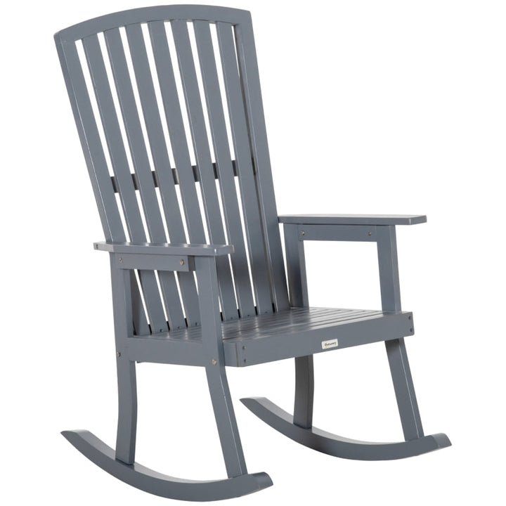 Farmhouse Poplar Wood Rocking Chair Indoor Outdoor Porch Patio Deck Garden, Fade Resistant Grey