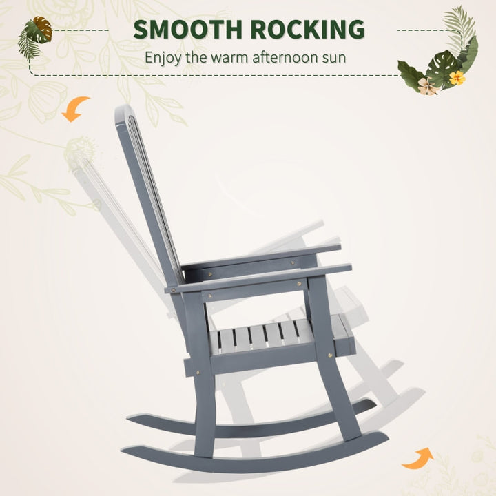 Farmhouse Poplar Wood Rocking Chair Indoor Outdoor Porch Patio Deck Garden, Fade Resistant Grey
