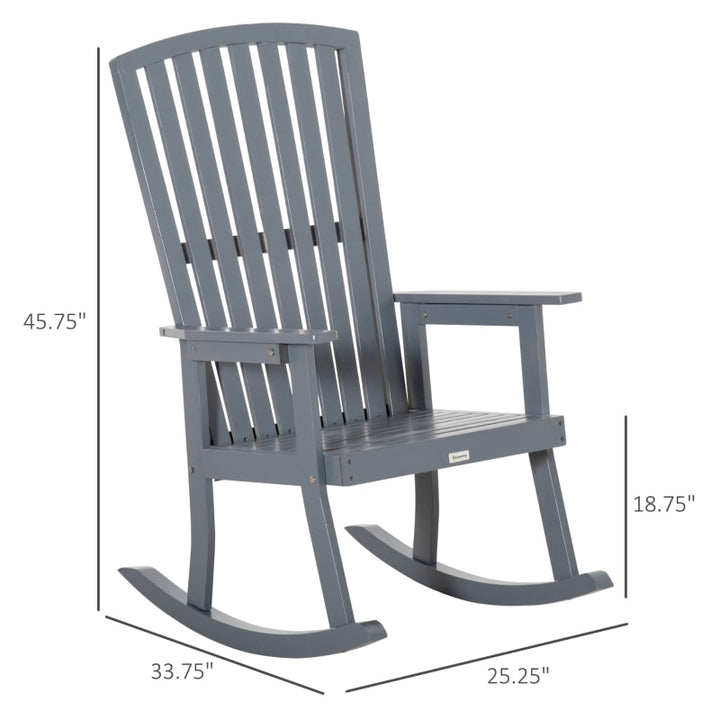 Farmhouse Poplar Wood Rocking Chair Indoor Outdoor Porch Patio Deck Garden, Fade Resistant Grey