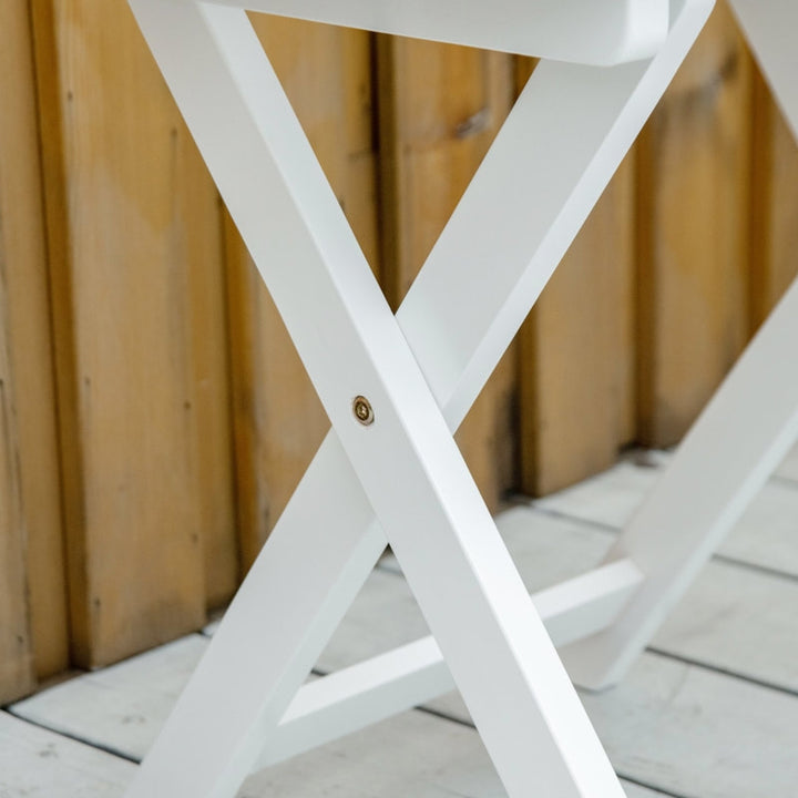2pc Classic Wooden Porch Rocking Chair w Folding Table, Outdoor Patio Deck Garden, White Fir