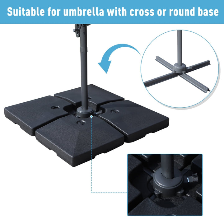 4pc, 174-356lbs Heavy Duty Umbrella Counterweight Plates for Cantilever Cross Base Stand, Black