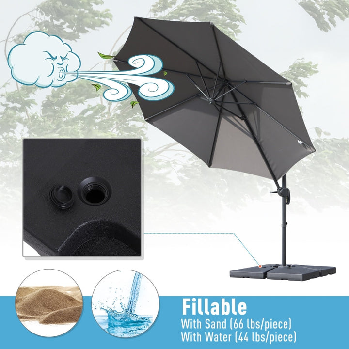 4pc, 174-356lbs Heavy Duty Umbrella Counterweight Plates for Cantilever Cross Base Stand, Black