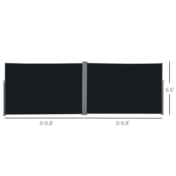 Retractable Double Side Awning Privacy Screen Divider Outdoor Deck Patio Balcony Shade, Black