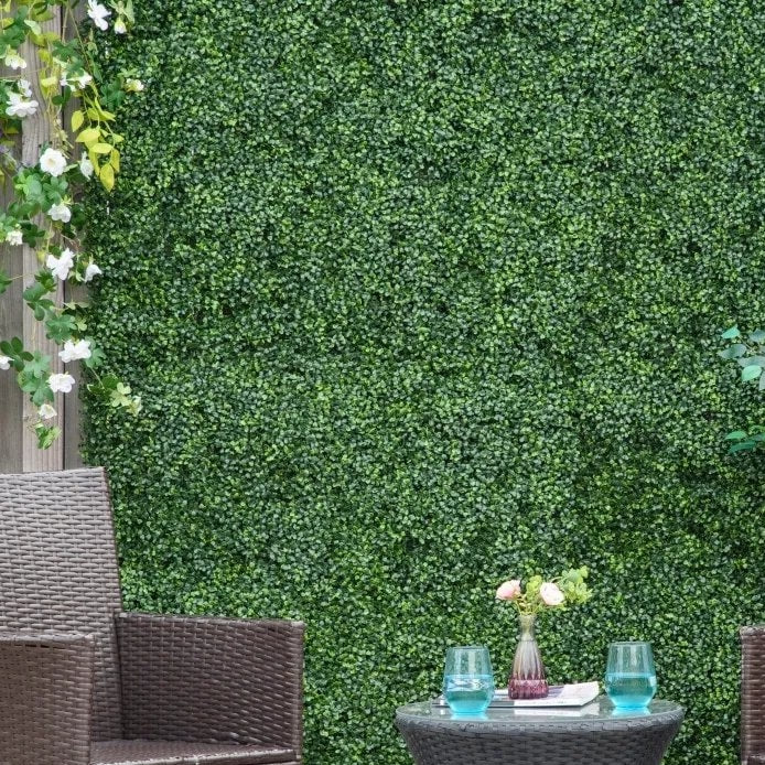 12pc Artificial Evergreen Milan Leaf Wall Panel Backdrop Privacy Garden Patio Screen Greenery