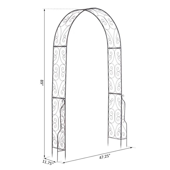 7.5ft Decorative Metal Garden Arbor Arch Pergola Trellis, Outdoor Vine Plants Wedding, Bronze