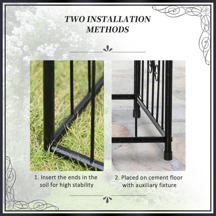 7.25ft Decorative Metal Garden Arbor Arch Pergola Trellis w Planter Boxes, Vines Wedding, Black