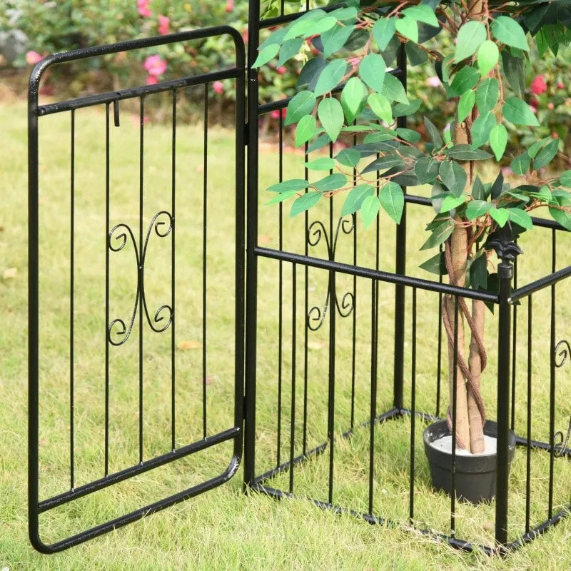 7.25ft Decorative Metal Garden Arbor Arch Pergola Trellis w Planter Boxes, Vines Wedding, Black