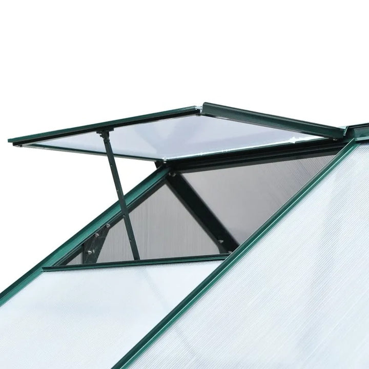 6.2' x 4.3' x 6.6' Walk-in Aluminum PC Hard Sided Outdoor Garden Greenhouse w Door, Foundation