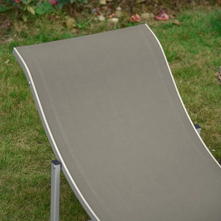 2pc S-Shaped Aluminum Foldable Sun Lounger Chair, Patio Tanning Beach Pool Deck Garden, Lt Grey